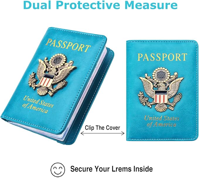 Premium Passport Holder for Travel, RFID Blocking Passport Cover Slim, Durable & Travel-Friendly, Passport Wallet Keep Your Documents Safe & Organized (Sky Blue)