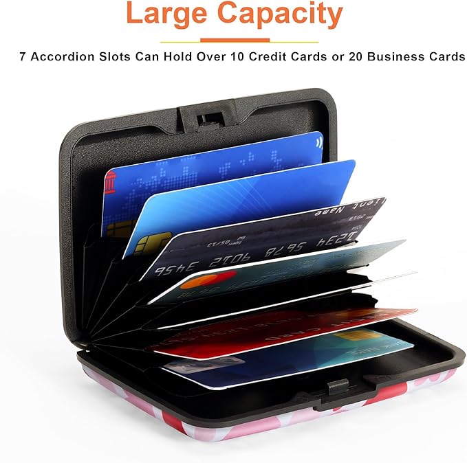 Mayski Credit Card Holder, RFID Blocking, Aluminum Alloy Hard Case, Small Mini Business Metal Wallet for Women Men, Heartfelt Valentine's