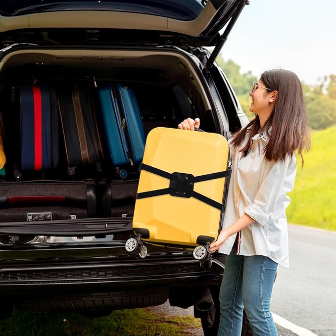 2 Pack Luggage Straps for Suitcases, Adjustable Elastic Travel Belt with Buckles, Secure Carry-On Bags Connect Two Luggage, Suitcase Bungee Straps Suitcase Accessories for Travel & Moving