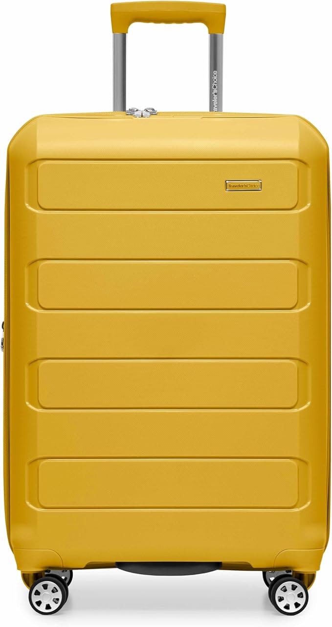 Traveler's Choice Pagosa Hardshell Expandable Luggage with Spinner Wheels, Yellow, 3-Piece Set (22/26/30)