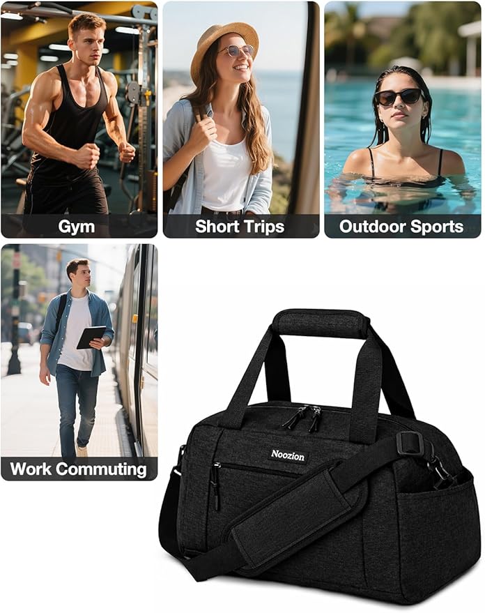 Noozion 14 inch Small Gym Bag for Women & Men, Lightweight Carry On Mini Duffle Bag with Multiple Pockets, Sports Bag for Travel and Workout.