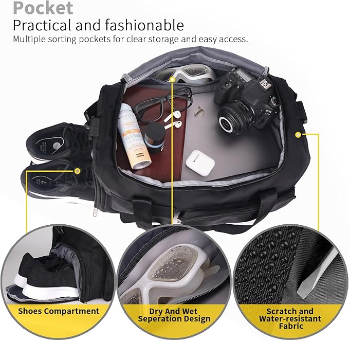 FIORETTO Women's Gym Duffle Bag with Shoes Compartment, 30L Capacity, Ideal for Travel, Gym, Sports, Duffel, Weekender