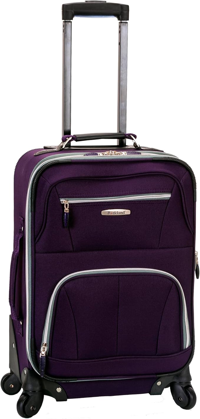 Rockland Pasadena Softside Spinner Wheel Luggage, Purple, Carry-On 20-Inch (F2281-PURPLE)