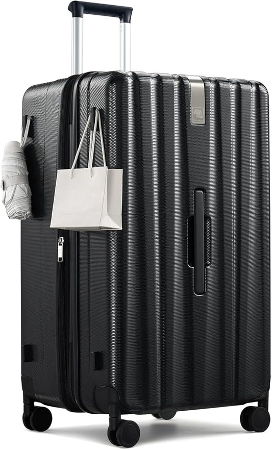 Hanke 29 Inch Plus Expandable Luggage Large Suitcases with Wheels,Checked Luggage Hard Shell Suitcases, PC Trunk Luggage Extra Large Suitcase with Lock for Women Men(Jet Black)