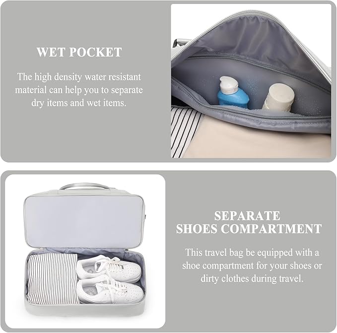 Weekender Bags for Women,Personal Item Travel Bag with Shoes Compartment,Overnight Travel Duffel Bag with Toiletry Bag
