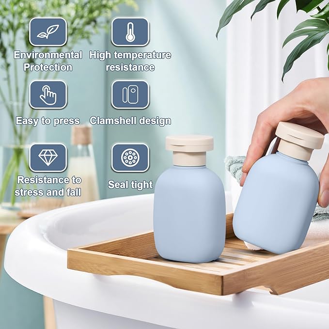 3.4 oz Small Plastic Travel Shampoo Bottles, Empty Plastic Squeeze Bottles with Flip Cap for Toiletries, Leakage-proof Travel Shampoo and Conditioner Bottles