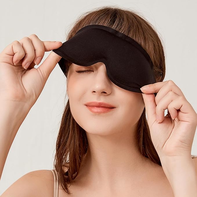 Minimalist Design Eye Sleep Mask, Non-Adjustable and Comfortable Headband Over Ears w/o Side Buckles (Black)