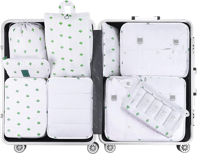Mossio 9 Set Packing Cubes with Shoe Bag & Electronics Bag - Luggage Organizers Suitcase Travel Accessories