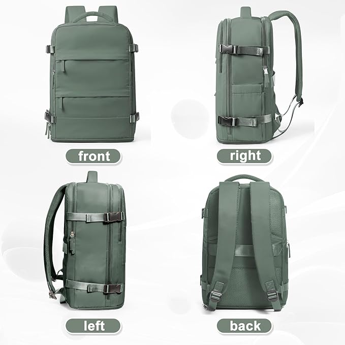 coowoz Large Travel Backpack For Women Men,Carry On Backpack Flight Approved,Hiking Backpack Waterproof Outdoor Rucksack Casual Daypack Fit 15.6 Inch Laptop Shoes Compartment,30L(Olive Green)