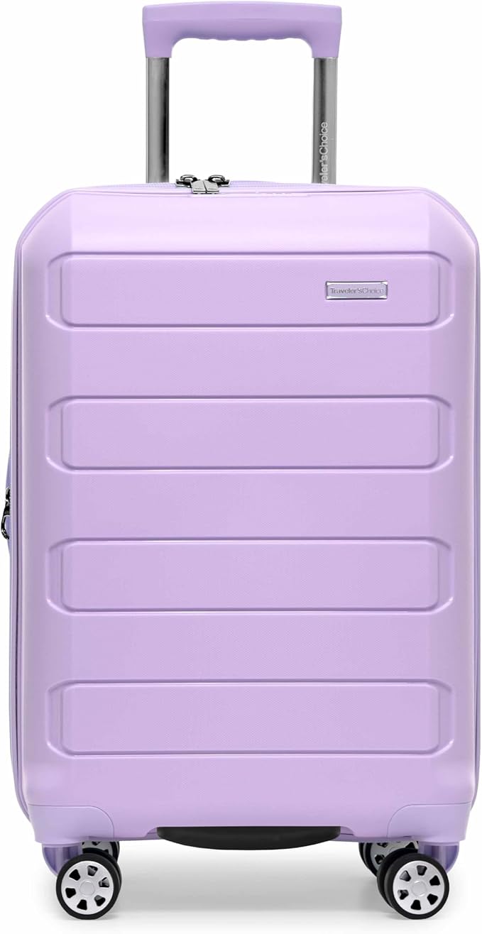 Traveler's Choice Pagosa Hardshell Expandable Luggage with Spinner Wheels, Lavender, 22-Inch Carry-on