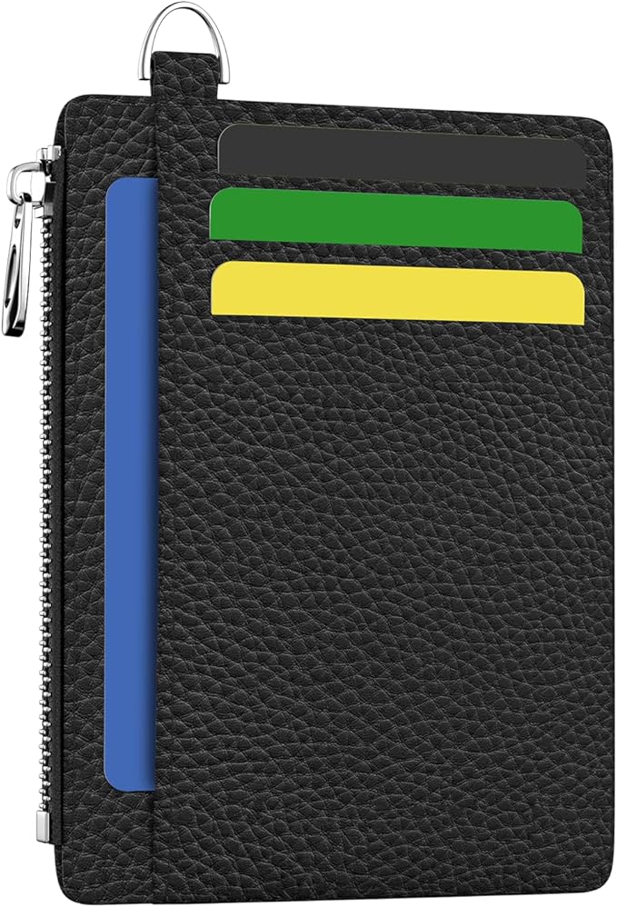 Hancynir Slim Wallet Women Credit Card Holder Black Minimalist RFID Blocking Small Mini Card Case Front Pocket PU Leather Thin Travel Zipper Coin Cash ID Window Ladies Female Wallet Gifts