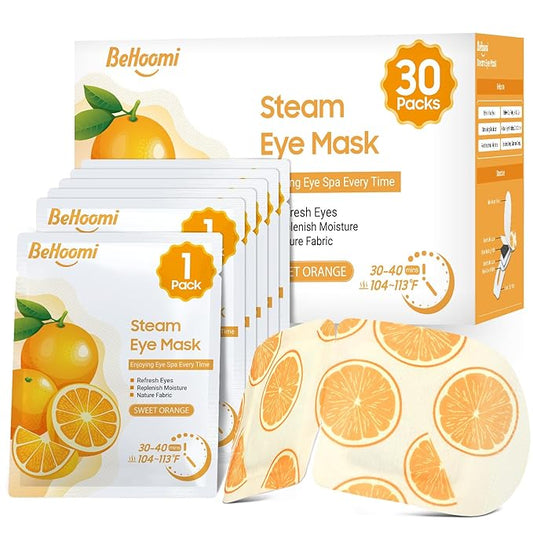 30Packs Steam Eye Mask, Heated Eye Mask Warm Compress for Eyes, Self Heating Disposable Steam Mask for Home Sleep, Spa, Travel Essentials & Relaxation Gifts, Stocking Stuffers (Sweet Orange)