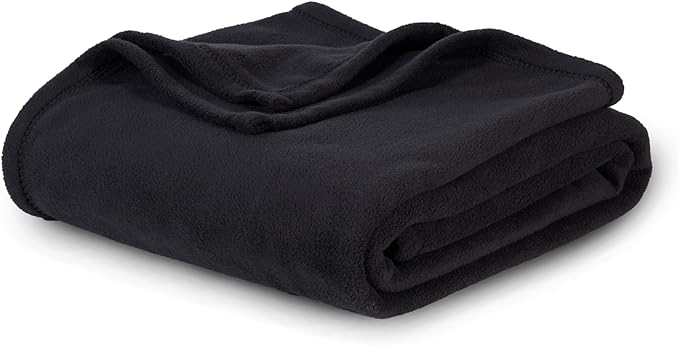 Berkshire Blanket Microfleece Queen Size Bed Blanket Black,Lightweight Soft Breathable Plush Micro Fleece Blanket for Bed Couch Sofa,90x90 Inches
