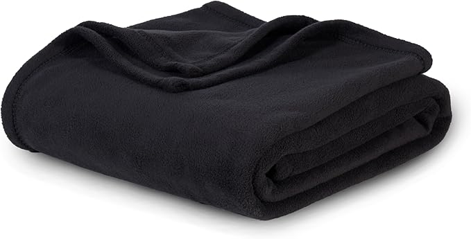 Berkshire Blanket Microfleece Throw Size Bed Throw Blanket Black, Lightweight Soft Breathable Plush Micro Fleece Throw Blanket for Travel, Bed and Couch, 50x60 Inches