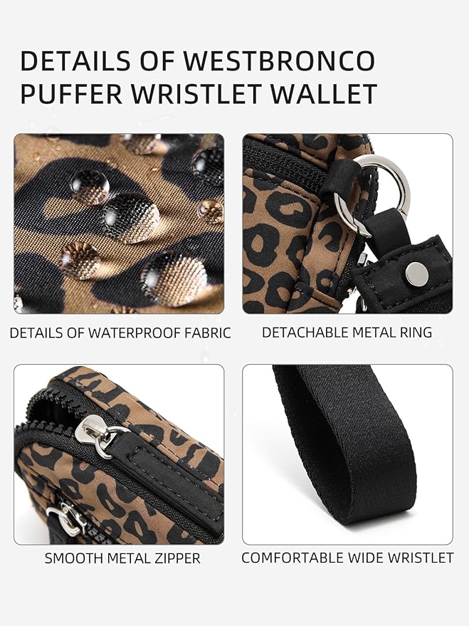 WESTBRONCO Wristlet Wallets for Women – RFID Blocking Quilted Nylon Phone Wallet, Card Holder Purse for Travel & Everyday Use