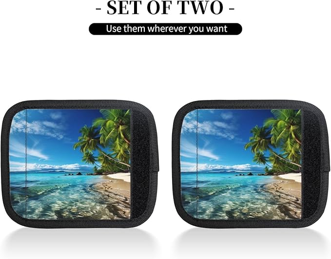 Luggage Handle Wraps Tropical Hawaii Beach Sea Luggage Identifiers Soft Neoprene Luggage Handle Wraps For Suitcase Trolley Handle Grip Cover 2 Pack Luggage Tags