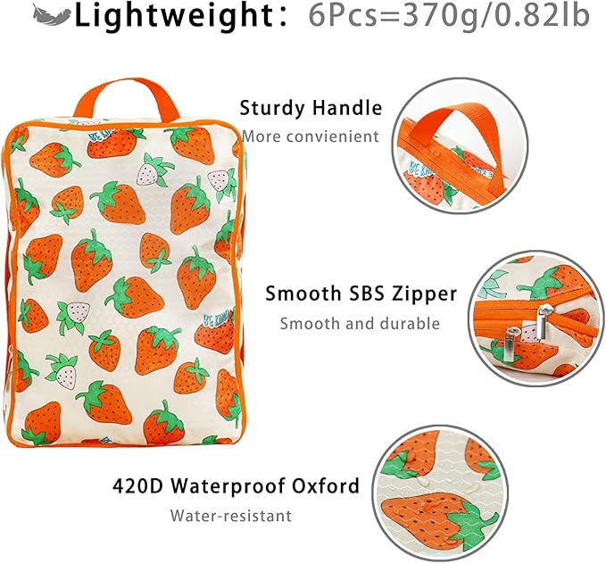 6 Pcs Compression Packing Cubes for Travel, Waterproof Luggage Organizer Washable Storage Bags Set - Packaging Cubes for Backpack Travel and Carry-Ons