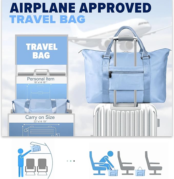 Travel Duffle Bag, Weekender Travel Bag Men Small Gym Bag for Women, Hospital Bag for Labor and Delivery, Overnight Bag Luggage Bag with Trolley Sleeve, Airplane Travel Essentials for Flying(Black)