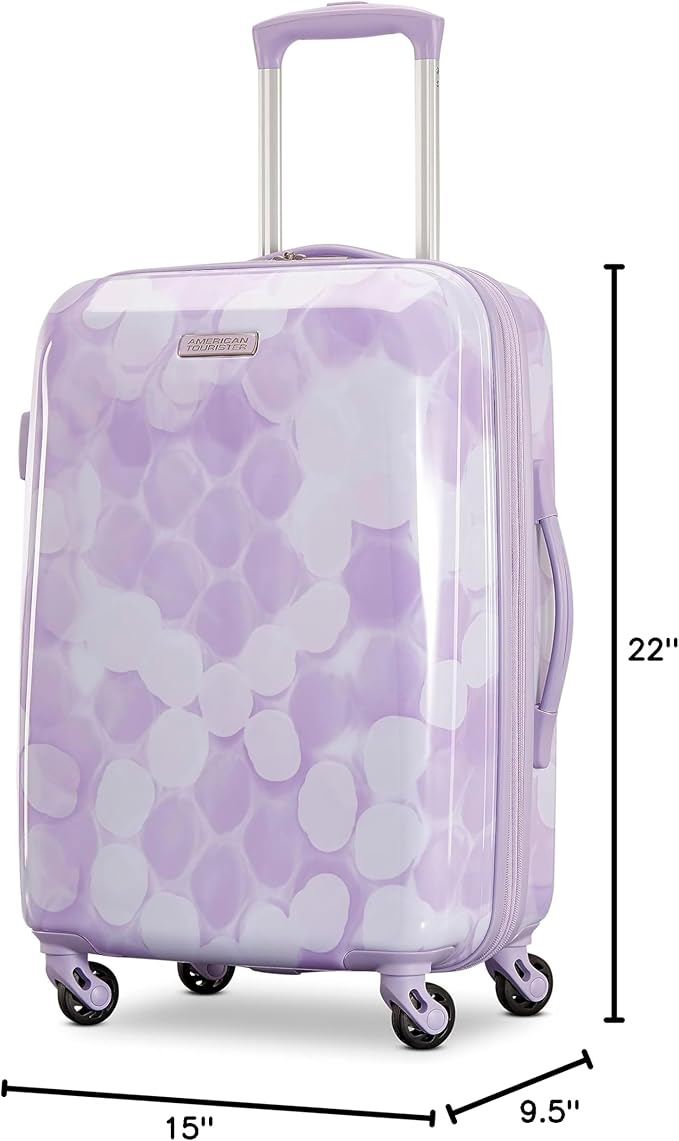 American Tourister Moonlight Hardside Expandable Luggage with Spinner Wheels, Lavender Maze, Carry-On 21-Inch