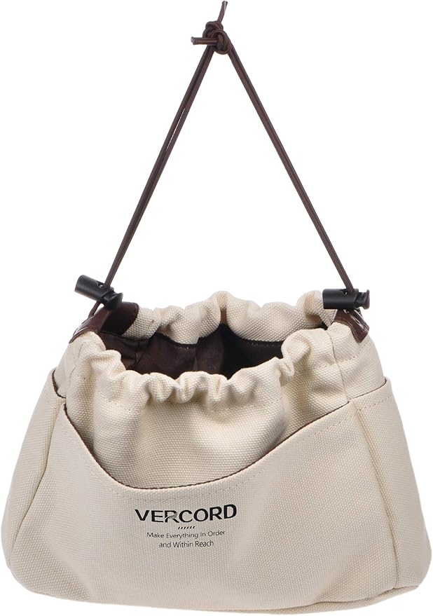 Vercord Canvas Handbag Organizers, Sturdy Purse Insert Organizer Bag in Bag, 10 Pockets Beige Small