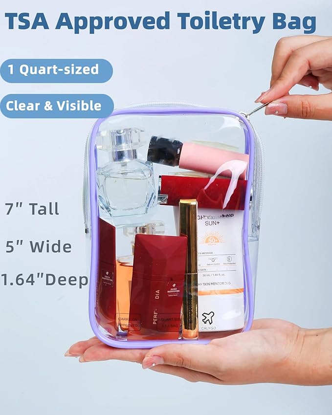 Packing Cubes 1 Quart Size Travel Bag TSA Approved Toiletry Bag Clear Small Purse Pouch International Long Flight Must Haves for Toiletries Makeup Liquids Airplane Europe Vacation Essentials
