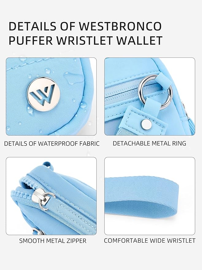 WESTBRONCO Wristlet Wallets for Women – RFID Blocking Quilted Nylon Phone Wallet, Card Holder Purse for Travel & Everyday Use