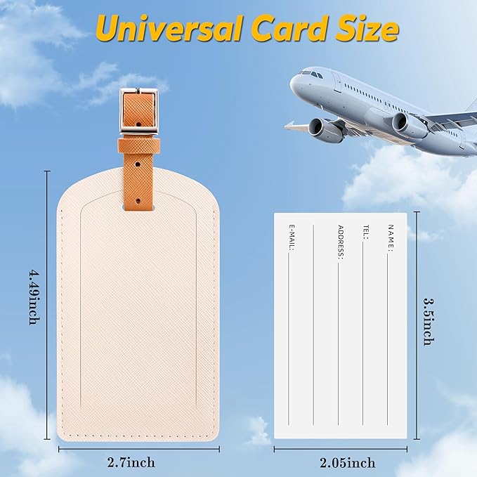 3 Pack Luggage Tags for Suitcases, TSA Approved Bag Tags, Baggage Tags with Privacy Protection, Travel Essentials Luggage Accessories, Ivory & Brown
