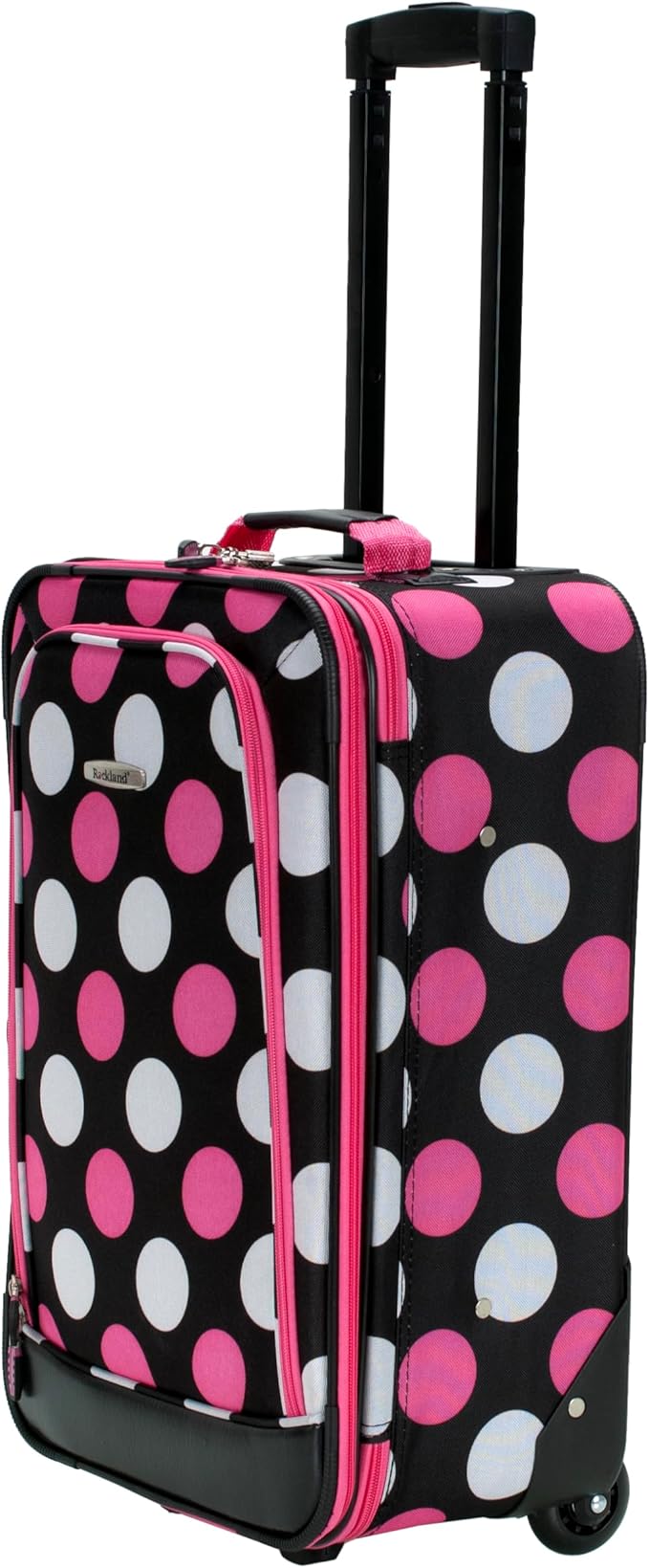 Rockland Fashion Softside Upright Luggage Set,Expandable, Multi/Pink Dot, 2-Piece (14/19)