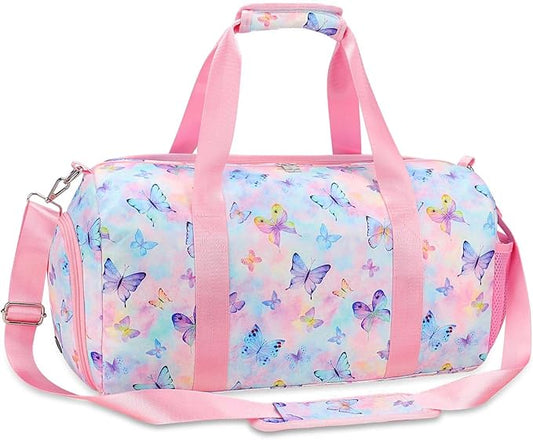 Gym Travel Duffle Bag for Girls - Gymnastics Sports Dance Bag with Shoe Compartment & Wet Pocket Panda Kids Travel Bag Teens Weekender Sleepover Carry On Bag