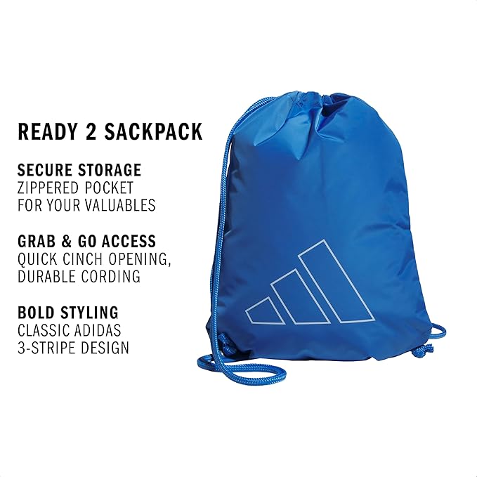 adidas Ready Sackpack – Drawstring Backpack Lightweight Small Gym Bag