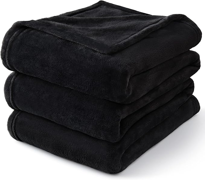 BEDELITE King Size Blanket for Bed, Luxury Plush Cozy Fuzzy Fleece Blanket 108x90 inches, Super Soft Warm Big Lightweight Throw Blanket All Seasons Suitable, Black