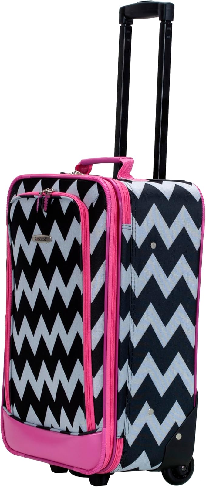 Rockland Fashion Softside Upright Luggage Set, Expandable, Pink Chevron, 2-Piece (14/19)