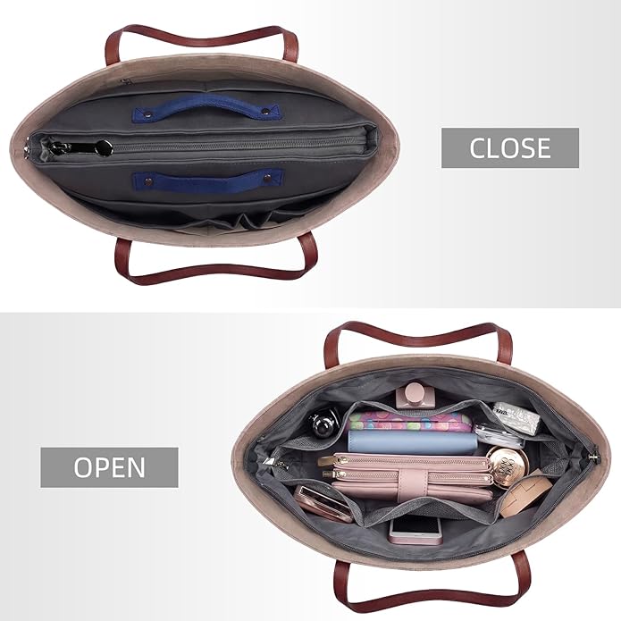 VANCORE Purse Organizer Insert for Handbags,Tote Bag Organizer Insert with Zipper Bag,Premium Handbag Organizer Inside Liner for Women with 15 Pockets