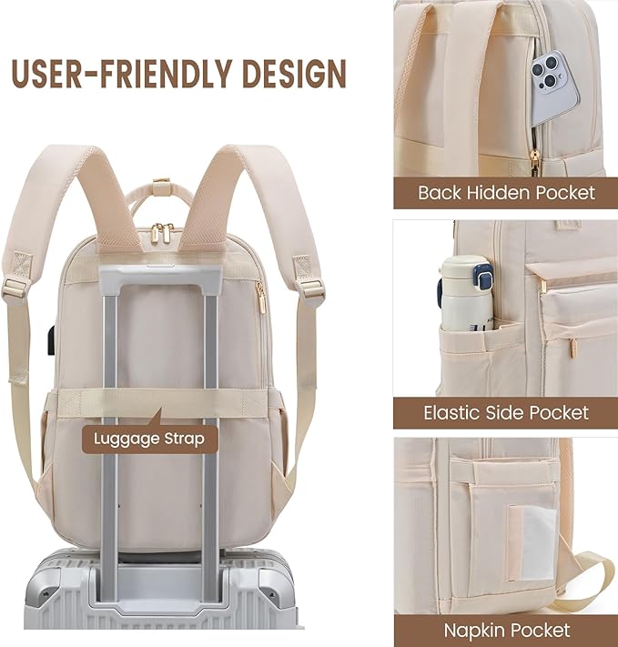 LOVEVOOK Laptop Backpack for Women 15.6 Inch Laptop Bag with USB Port, Fashion Waterproof Backpacks Teacher Nurse Stylish Travel Bags Vintage Daypacks for College Work