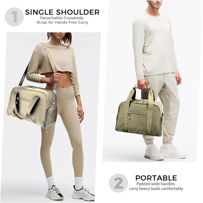 SeaRock 14 inch Small Gym Bag for Men & Women, Mini Duffle Bag with Shoe Compartment, Carry On Duffel Bag for Travel Sports, Khaki
