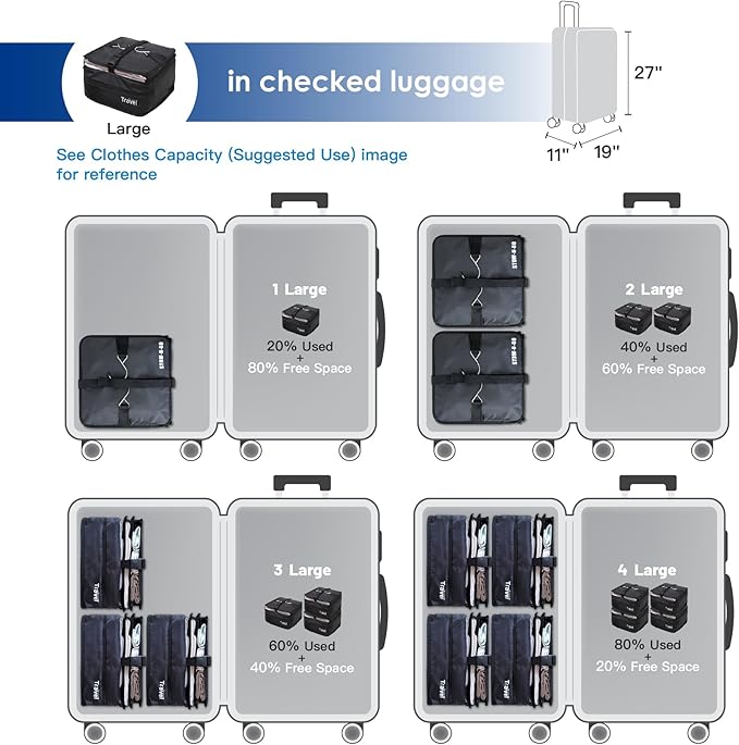 Grand Fusion Stow-N-Go Packing Organizer for Luggage, Portable Hanging Travel Shelves, Carry-On Closet, Hanging Packing Cubes, Collapsible Carry-On Organizer for Cruises & Hotels. Black - L