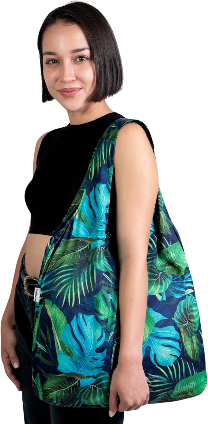 Nanobag Ultralight Heavy Duty Foldable Tote for Women & Men, Reusable Grocery & Travel Bag, Packable Collapsible Compact Market Essential (XL Forest)