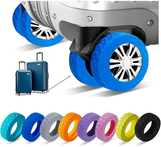 Luggage Wheel Covers, Luggage Wheel Protector Covers for 2-2.4 inches Wheels Suitcases，Anti-Scratch & Noise Reduction Design, Silicone MaterialDurable Travel Case Accessories (8, blue)