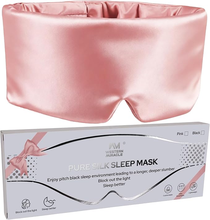 Silk Sleep Mask – 100% Mulberry Silk Eye Mask for Sleeping, Soft Slip Feel, Adjustable Headband, Blackout for Side Sleepers, Men & Women