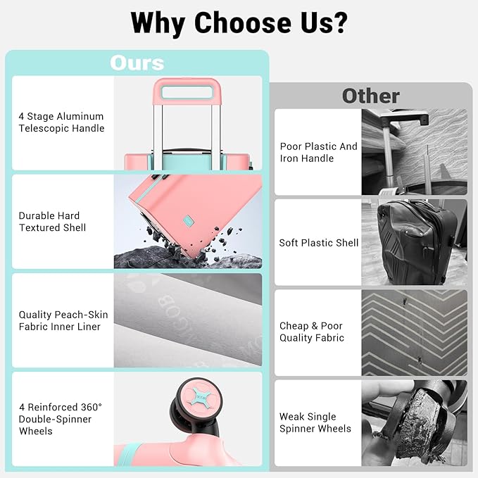 20 Inch Carry-on Luggage Zipperless for Women, Hardside Rolling Suitcase with Spinner Wheels & TSA Lock,PC Lightweight Carry on Luggage Airline Approved 22x14x9 Hard Shell
