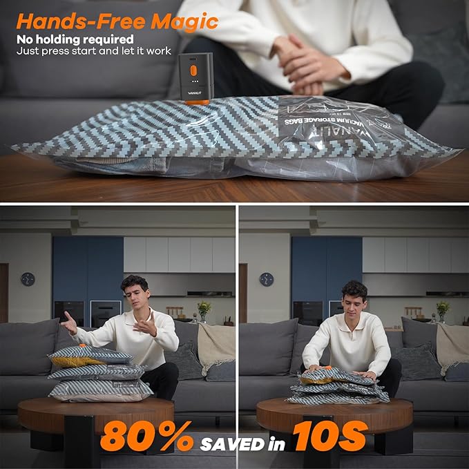 Vacuum Storage Bags for Travel with Wireless Rechargeable Electric Pump, 16 Pack Travel Essentials Vacuum Seal Bags for Clothing, Space Saver Compression Packing Bags for Luggage, Suitcase, Home