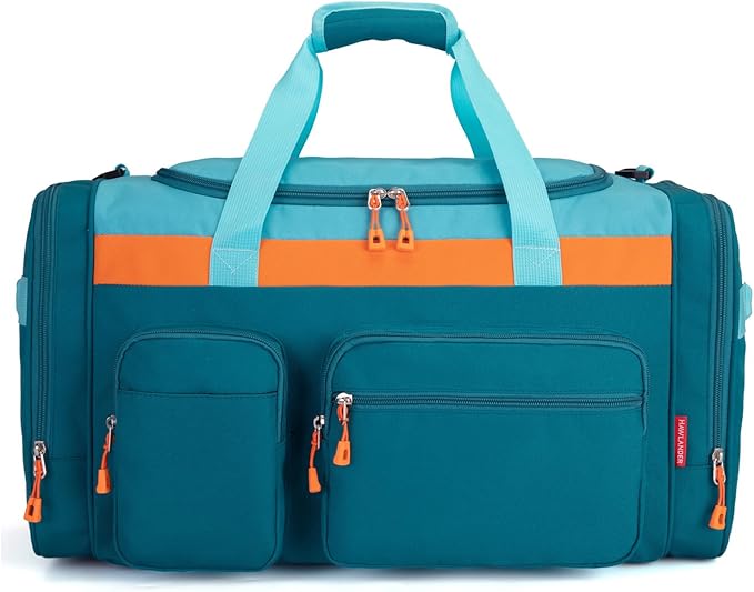 HawLander Large Kids Duffle Bag for Travel, Overnight, or Weekender, 22" inch (Teal Blue)