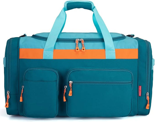 HawLander Large Kids Duffle Bag for Travel, Overnight, or Weekender, 22" inch (Teal Blue)