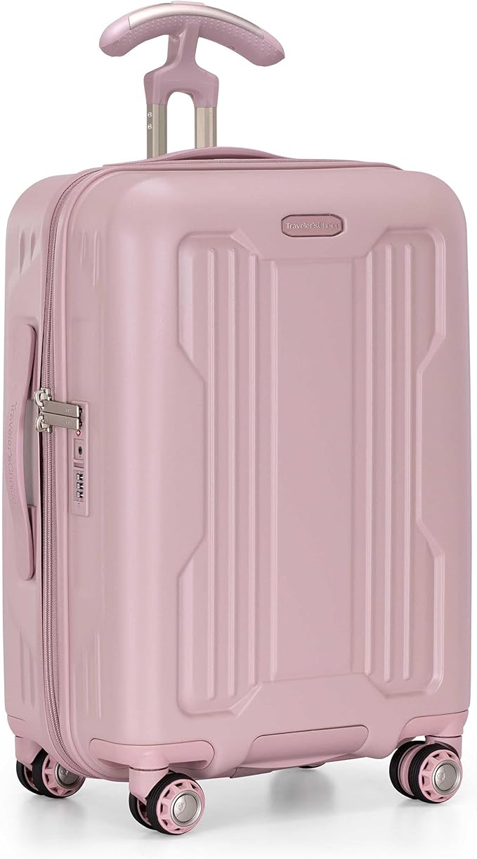 Traveler's Choice Ultimax II Polycarbonate Hardside Luggage with Spinner Wheels, Pink, 21-Inch Carry-On