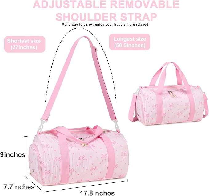 BLUBOON Duffle Bag Girls Kids Cute Gym Bag with Shoes Compartment & Wet Separation Waterproof Sports Overnight Travel Bag