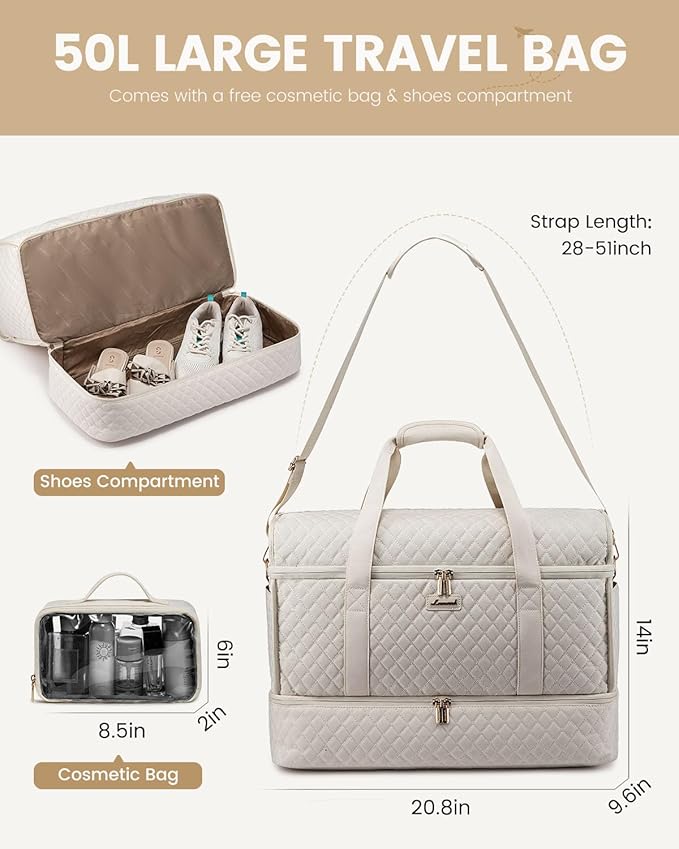 LOVEVOOK Large Travel Duffle Bag, Weekender Bags for Women With Shoe Compartment, Overnight Hospital Bag For Women Labor Delivery, Carry on Bag Personal Item Travel Bag, Yoga Gym Duffel Bag
