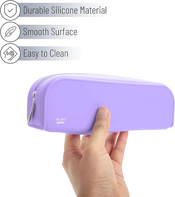 Mr. Pen- Silicone Pouch, Aesthetic Purple Pencil Bag, Small Makeup Pouch