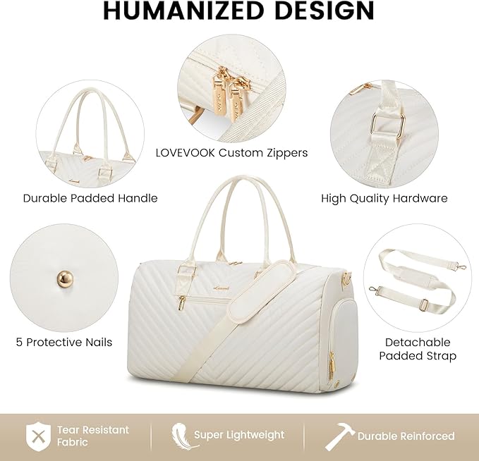 LOVEVOOK Travel Duffle Bag, Weekender Bag for Women with Toiletry Bag, Carry on Overnight Bag with Shoe Compartment, Gym Duffel Bag with Wet Pocket, Mommy Hospital Bags for Labor and Delivery