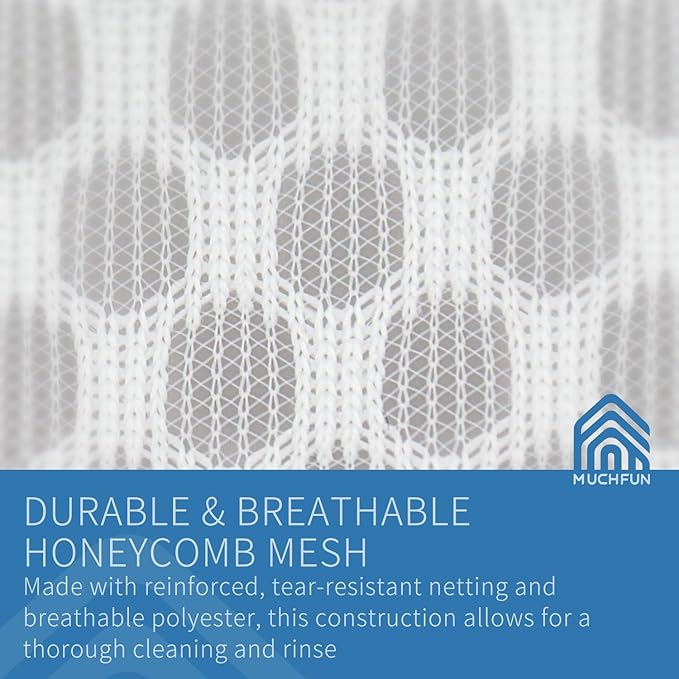 Muchfun 3Pcs Durable Honeycomb Mesh Laundry Bags for Delicates 24 x 24 Inches (3 XX-Large)