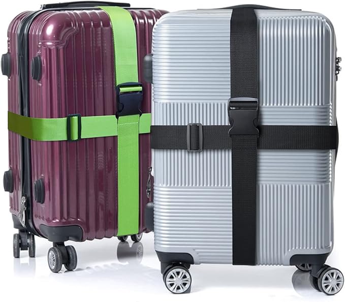 4 PCS Luggage Strap 78" x 2" Suitcase Belts Wide Adjustable Packing Straps Travel Accessories, Green